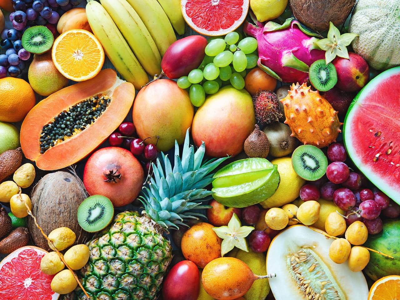 collection of exotic fruits